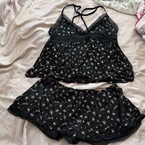 Victoria Secrets Floral Black Women's Sleepwear Set